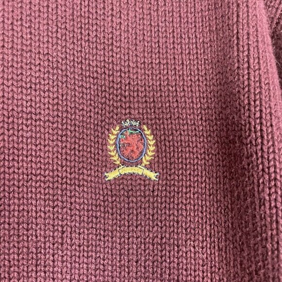 Tommy Hilfiger Maroon Red Pullover Knit Sweater Mens Size XL 100% Cotton - Picture 2 of 5